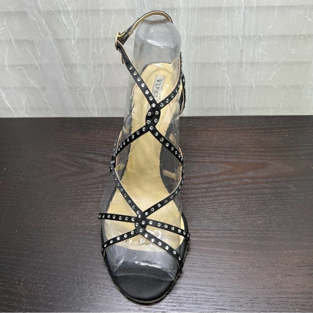 Versace Black rhinestone embellished heels 38/7 - Picture 2 of 12